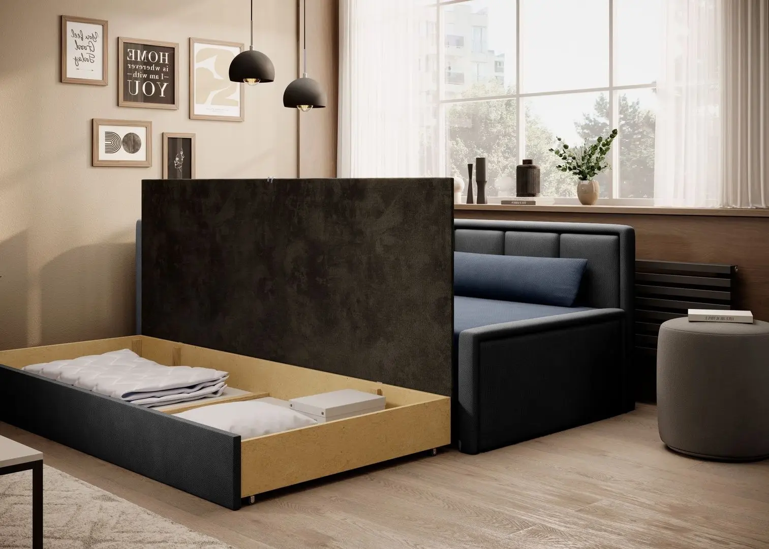 Canapea Eltap Fulgeo Left Poco 40/Poco 4 (Blue/Gray)