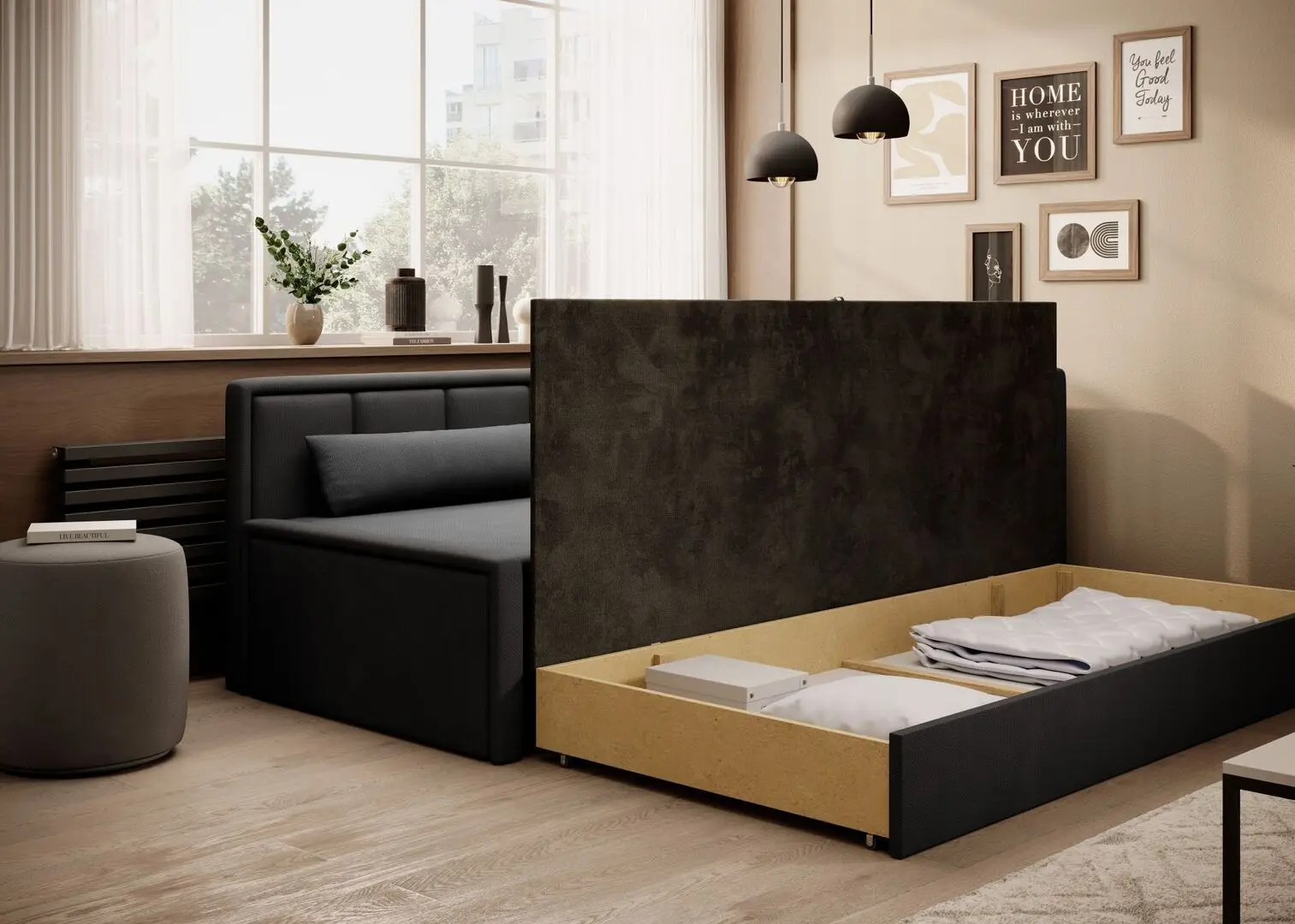 Canapea Eltap Fulgeo Right Poco 4/Poco 10 (Gray/Black)