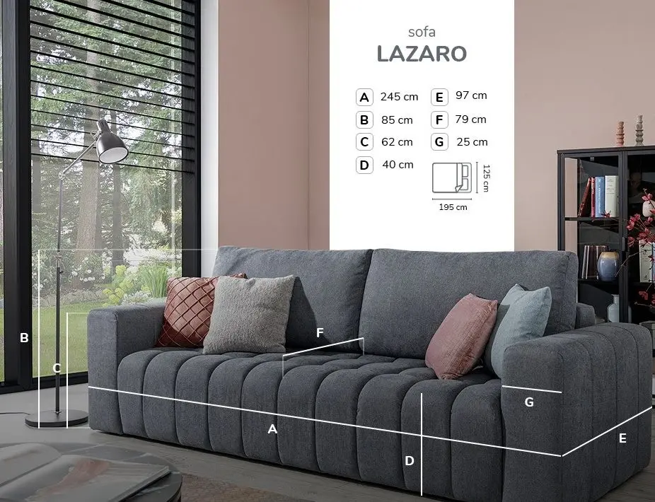 Диван Eltap Lazaro Matt Velvet 99 (Black)