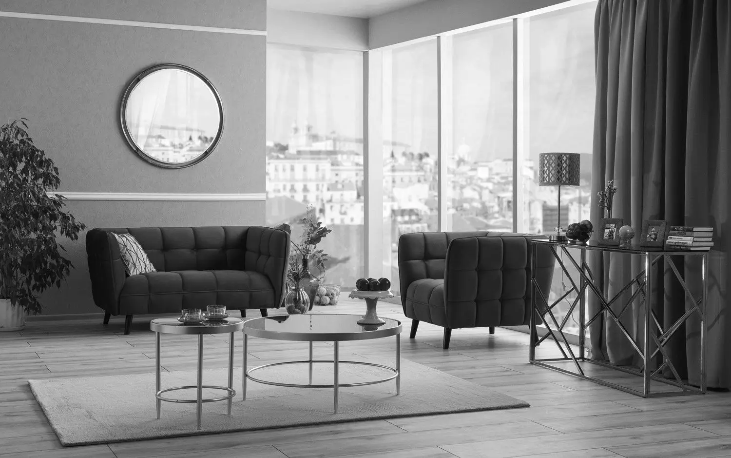 Canapea Signal Castello 2 Velvet (Black/Wenge)