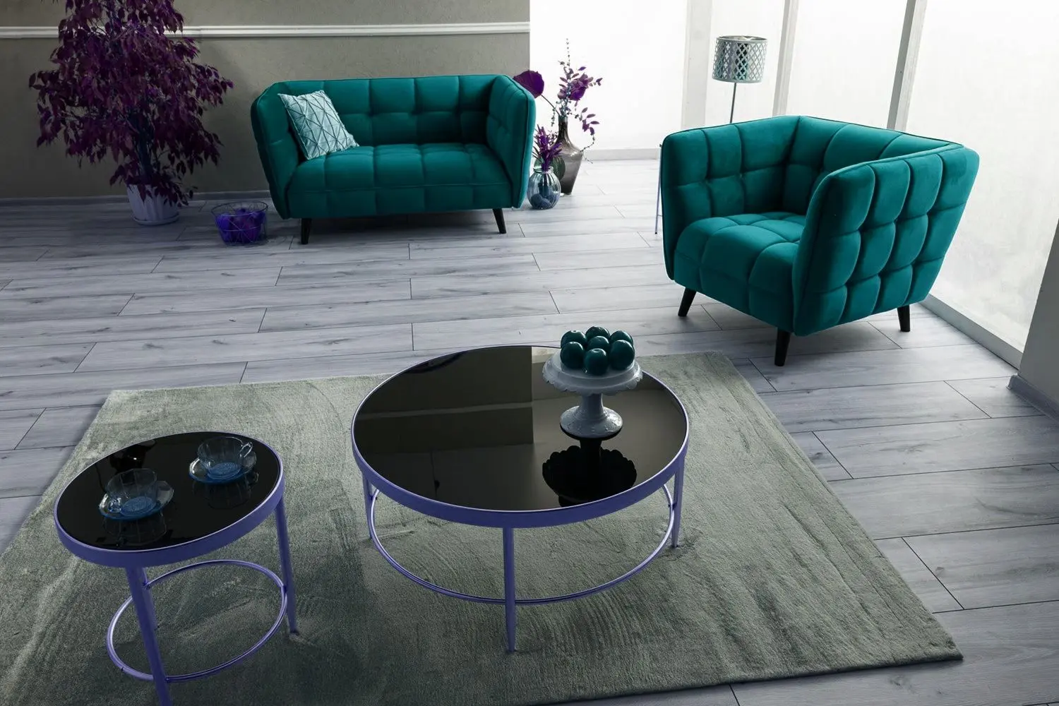 Диван Signal Castello 3 Velvet (Turquoise/Wenge) - 2