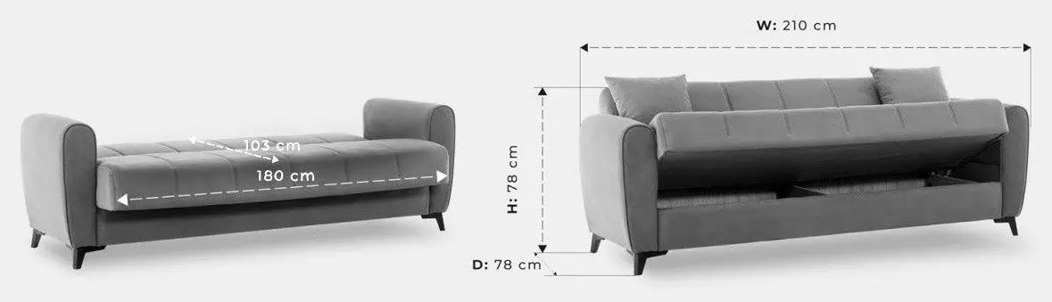 Canapea Fabulous Delhi 3-locuri 57-003 (Dark Grey)