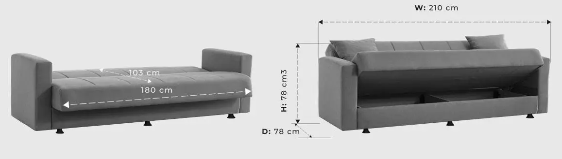 Canapea Fabulous Marbella 3-locuri 50-002 (Dark Grey)