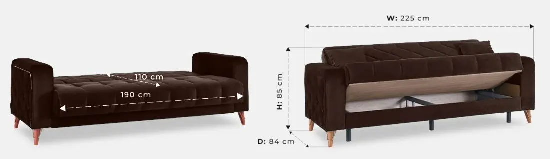 Canapea Fabulous Melisa 3-locuri 73-103 (Brown)