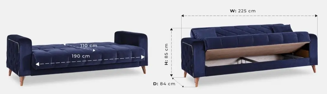 Canapea Fabulous Melisa 3-locuri 82-103 (Dark Blue)