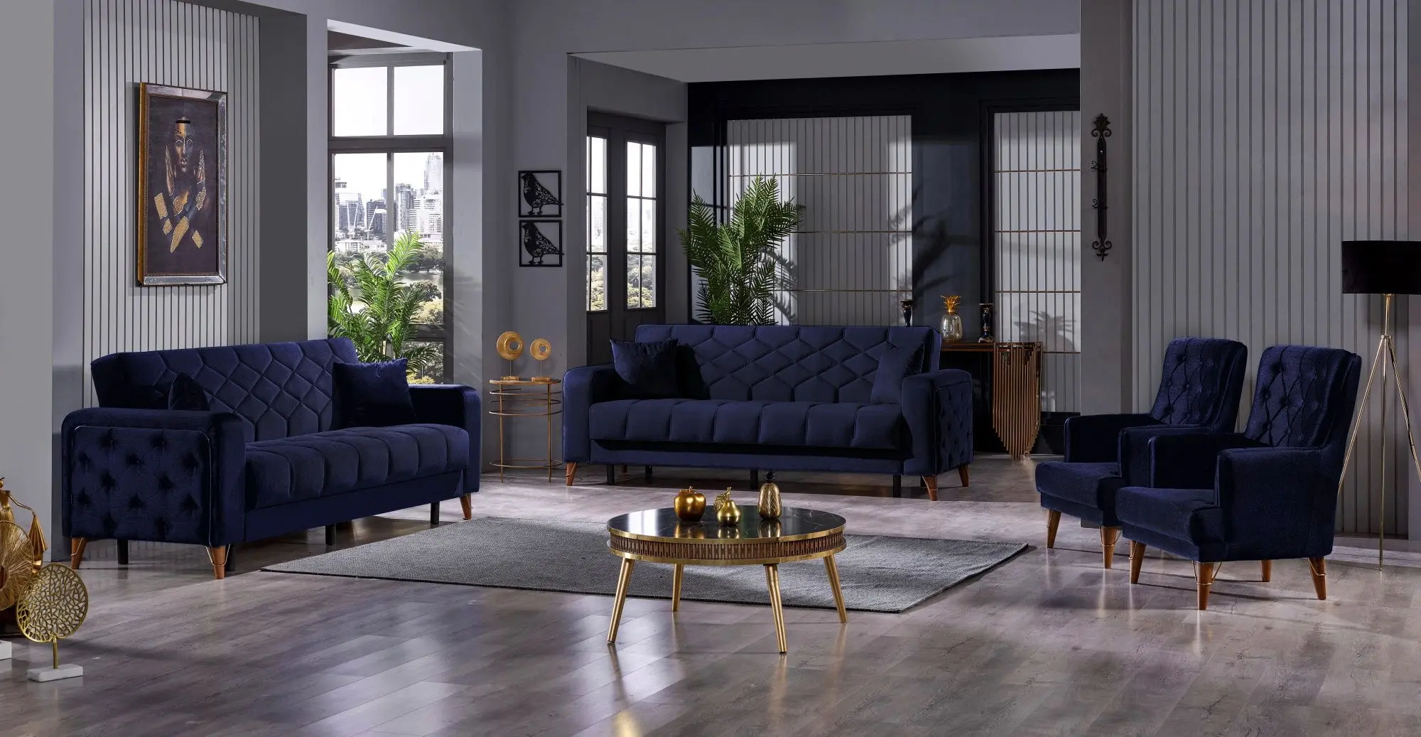 Canapea Fabulous Melisa 3-locuri 82-103 (Dark Blue)