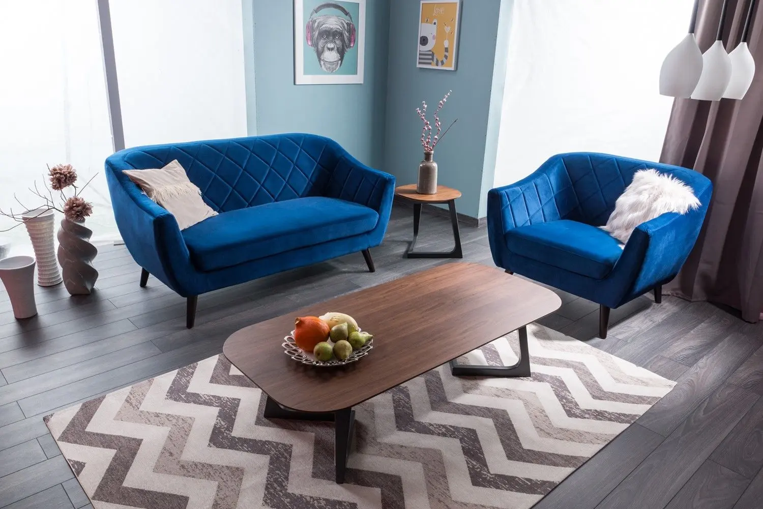 Диван Signal Molly 2 Velvet (Navy Blue/Wenge) - 4