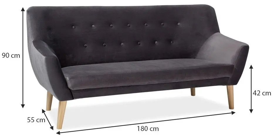 Диван Signal Nordic 3 Velvet (Gray/Beech) - 3