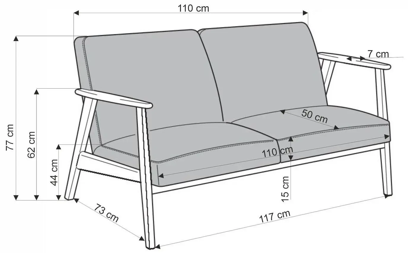 Диван Halmar Milano 2S Castel 15 (Beige/Dark Walnut)