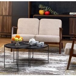 Canapea Halmar Milano 2S Castel 15 (Beige/Dark Walnut)