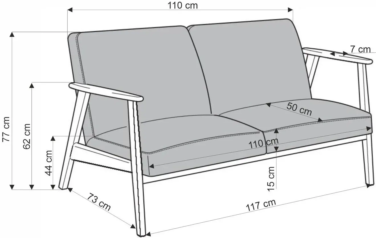 Canapea Halmar Milano 2S Castel 93 (Grey/Dark Walnut) - 2