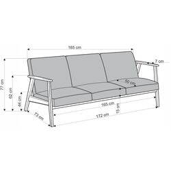 Canapea Halmar Milano 3S Castel 15 (Beige/Dark Walnut) Thumb