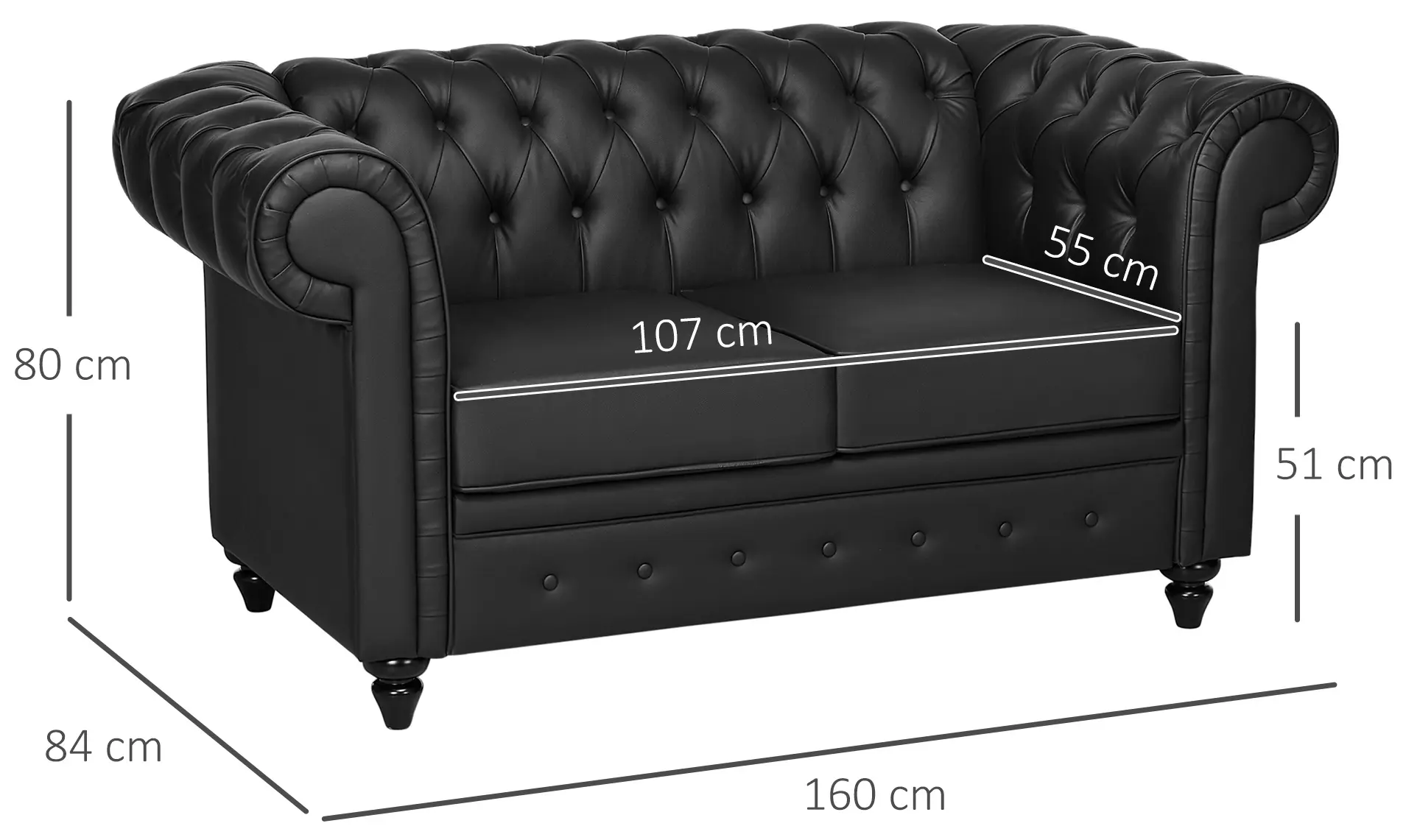 Canapea Homcom 833-709 (Black) - 4