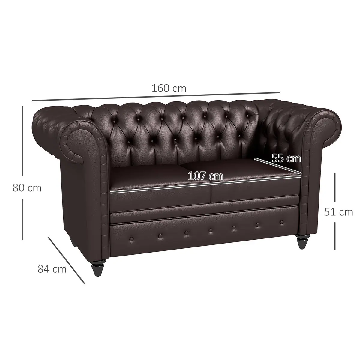 Canapea Homcom 833-709V00DR (Brown) - 4