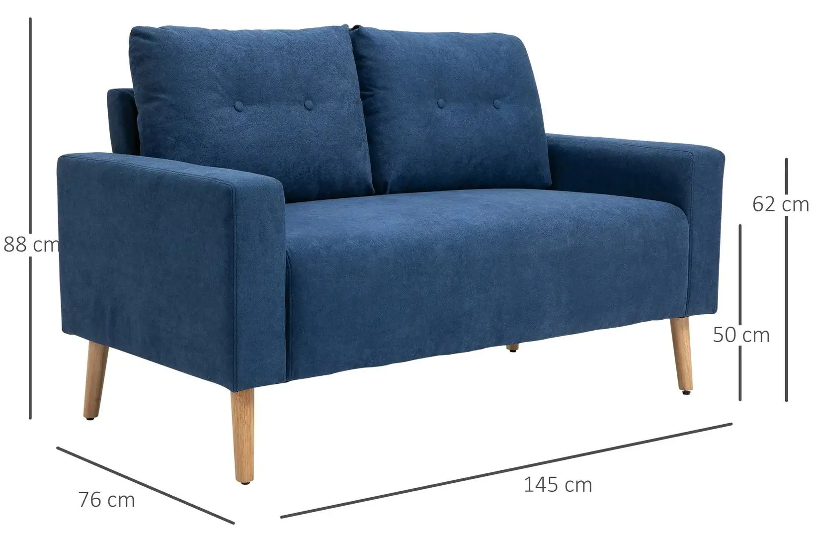 Диван Homcom 833-902BU 145x76x88 cm (Blue/Oak)