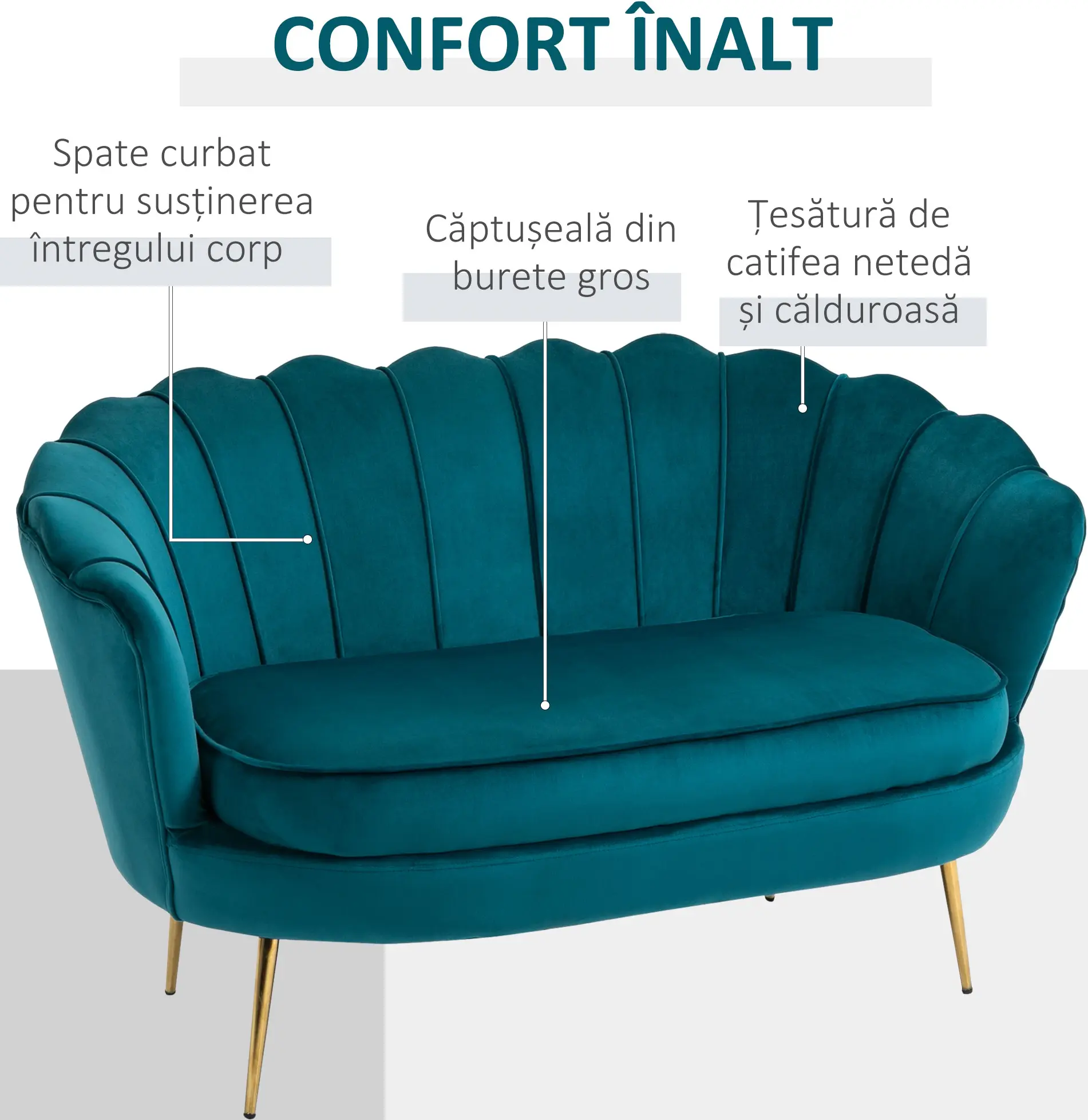 Диван Homcom 833-957 (Turquoise/Gold) - 5