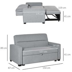 Диван Homcom 839-157 154x87x89 cm (Grey) Thumb