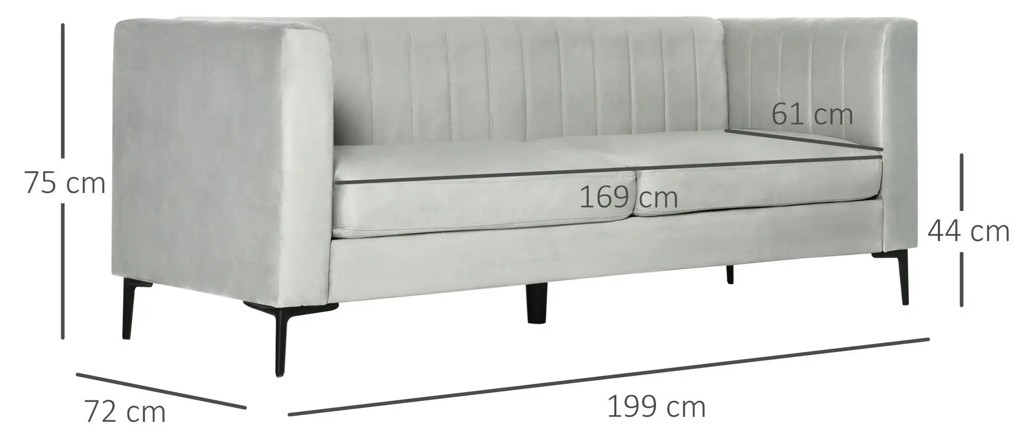 Canapea Homcom 839-476V00LG 199x72x75 cm (Light Grey/Black)