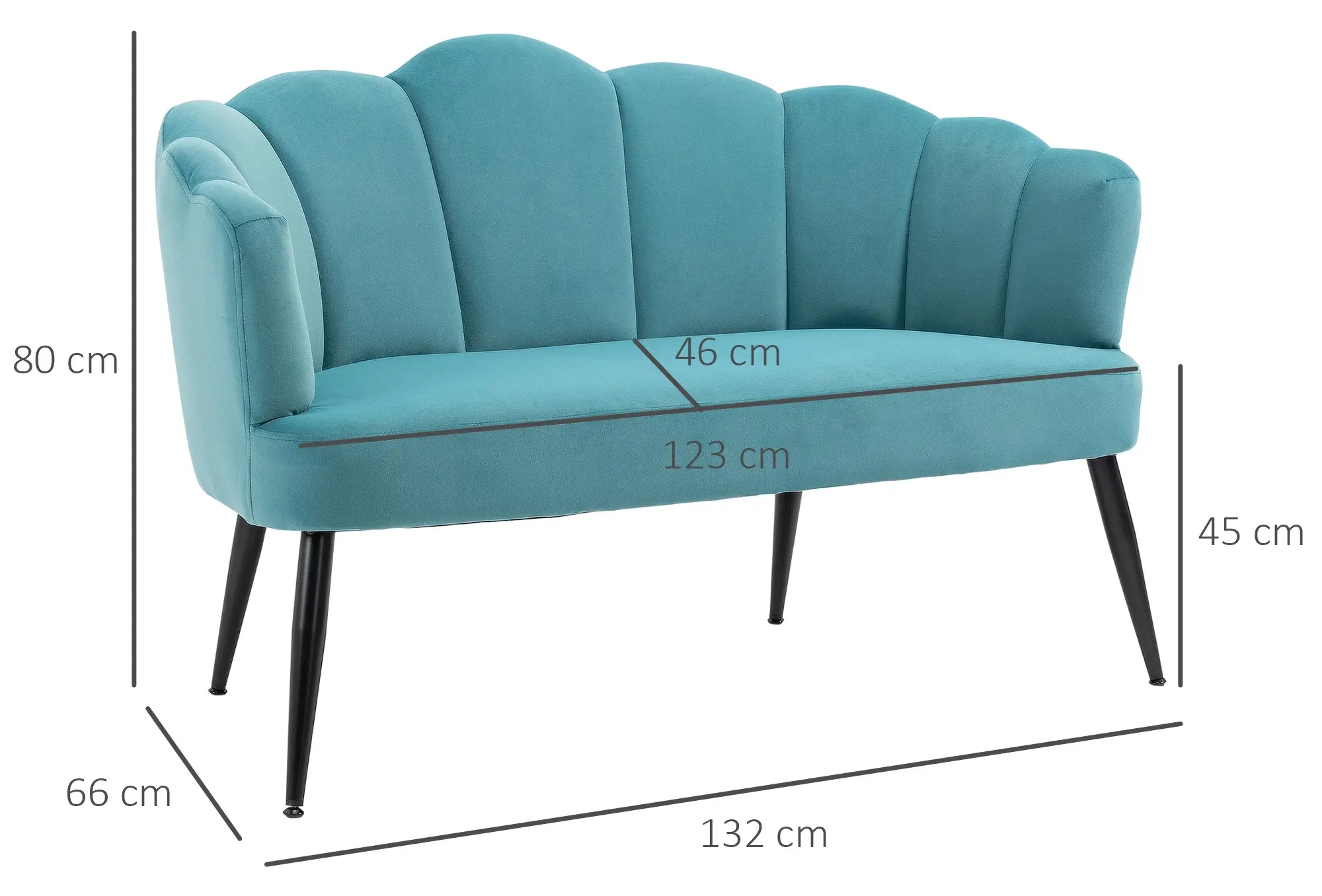 Canapea Homcom 839-483V00GN (Turquoise) - 4