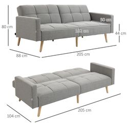 Диван Homcom 839-502V01GY 205x88x80 cm (Grey/Natural) Thumb