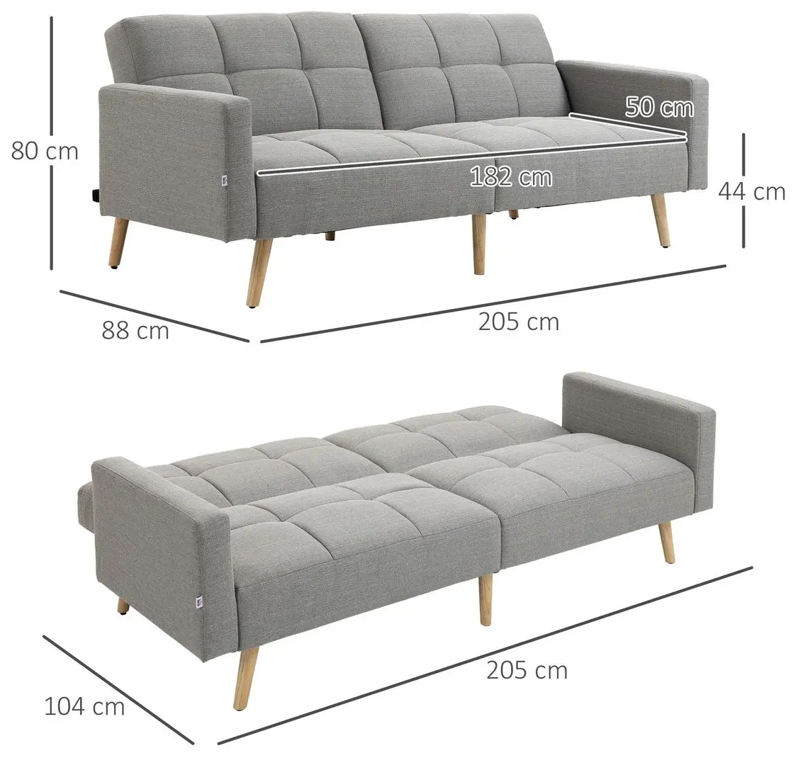 Диван Homcom 839-502V01GY 205x88x80 cm (Grey/Natural)