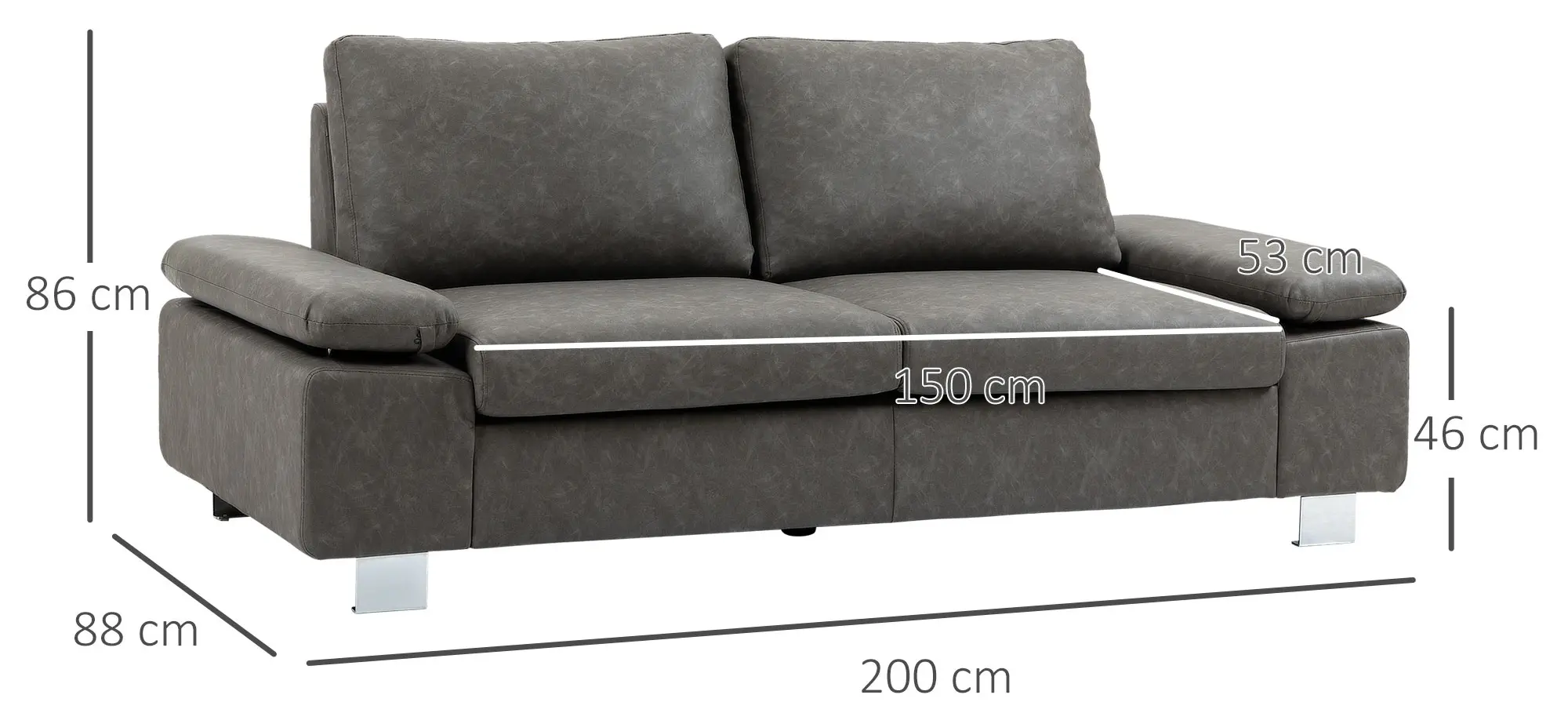 Canapea Homcom 839-555V00GY (Grey) - 4