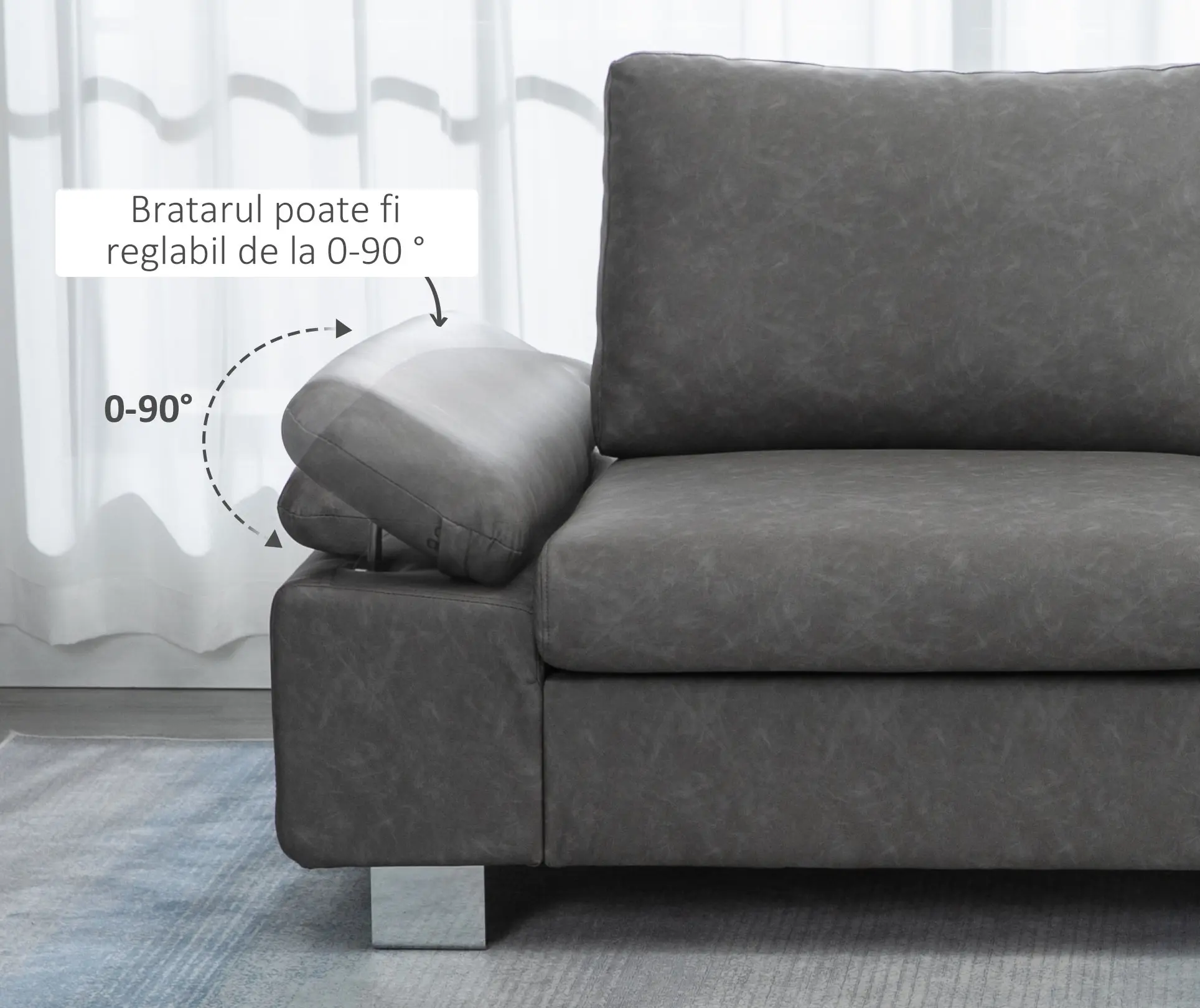 Canapea Homcom 839-555V00GY (Grey) - 5
