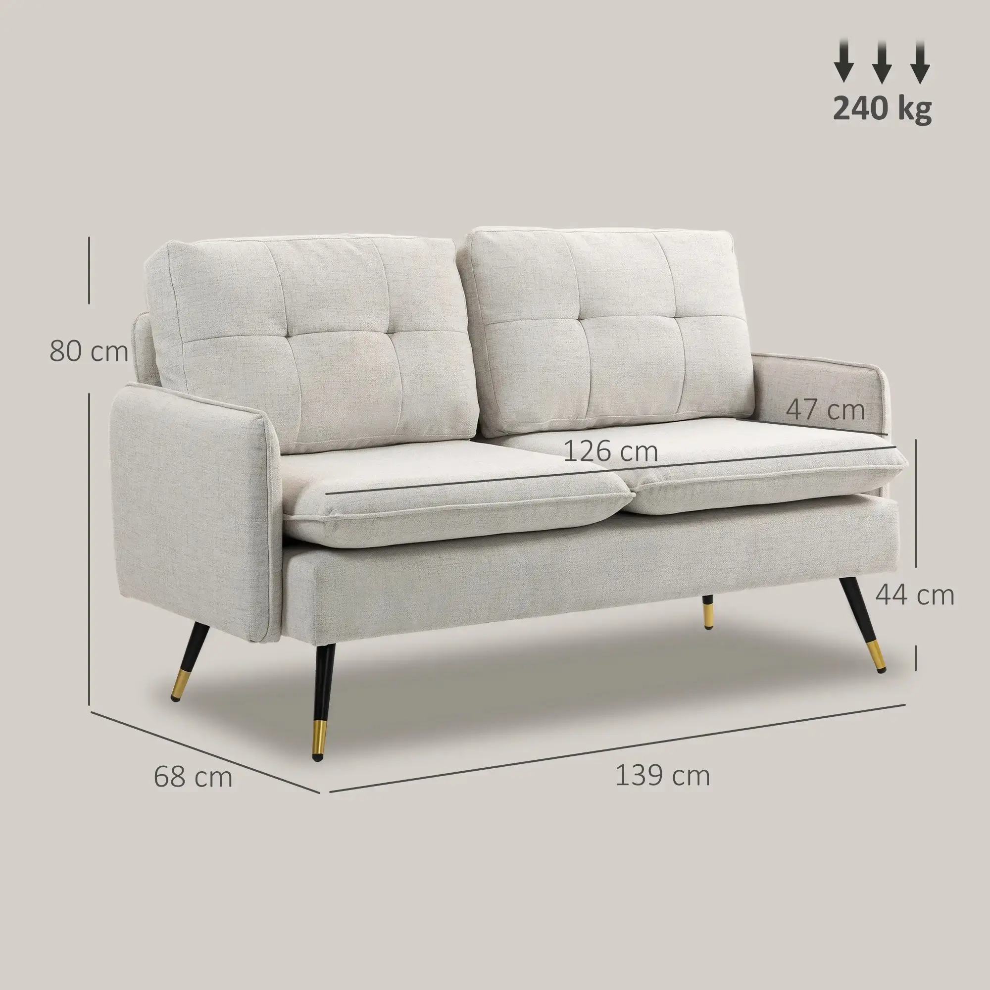 Диван Homcom 839-622V00CW (Cream White) - 3