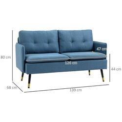 Диван Homcom 839-622V00DB 139x68x80 cm (Dark Blue/Black/Gold) Thumb