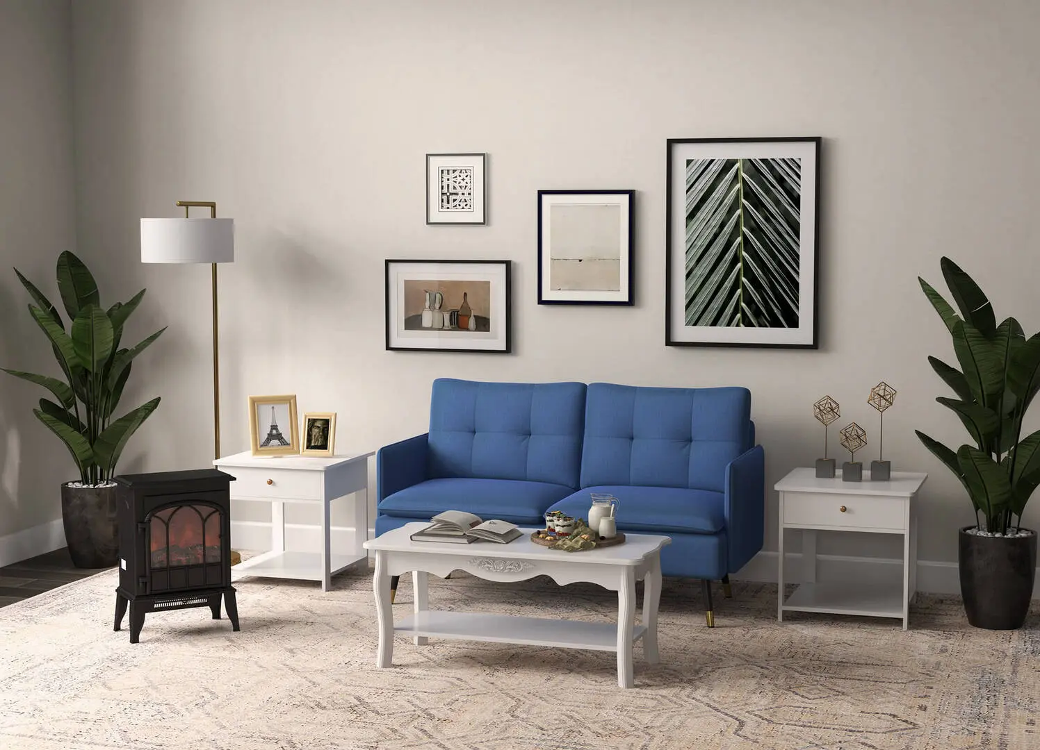 Диван Homcom 839-622V00DB 139x68x80 cm (Dark Blue/Black/Gold)