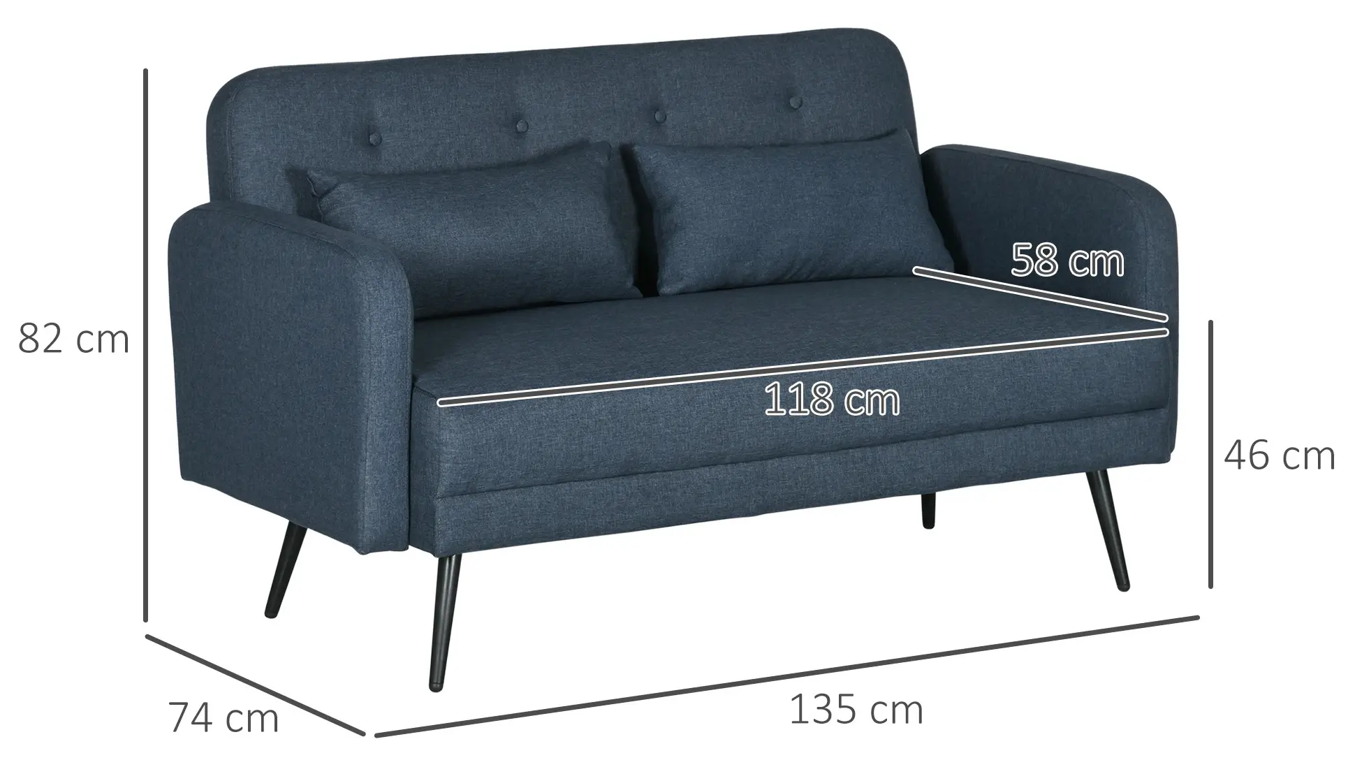 Canapea Homcom 839-758V02DB (Dark Blue) - 4