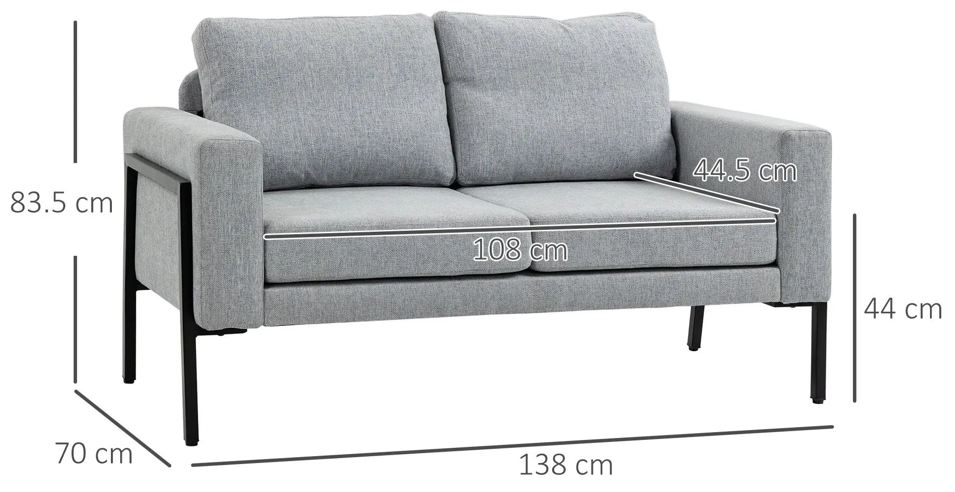 Диван Homcom 839-782V00LG 138x70x83 cm (Grey/Black)