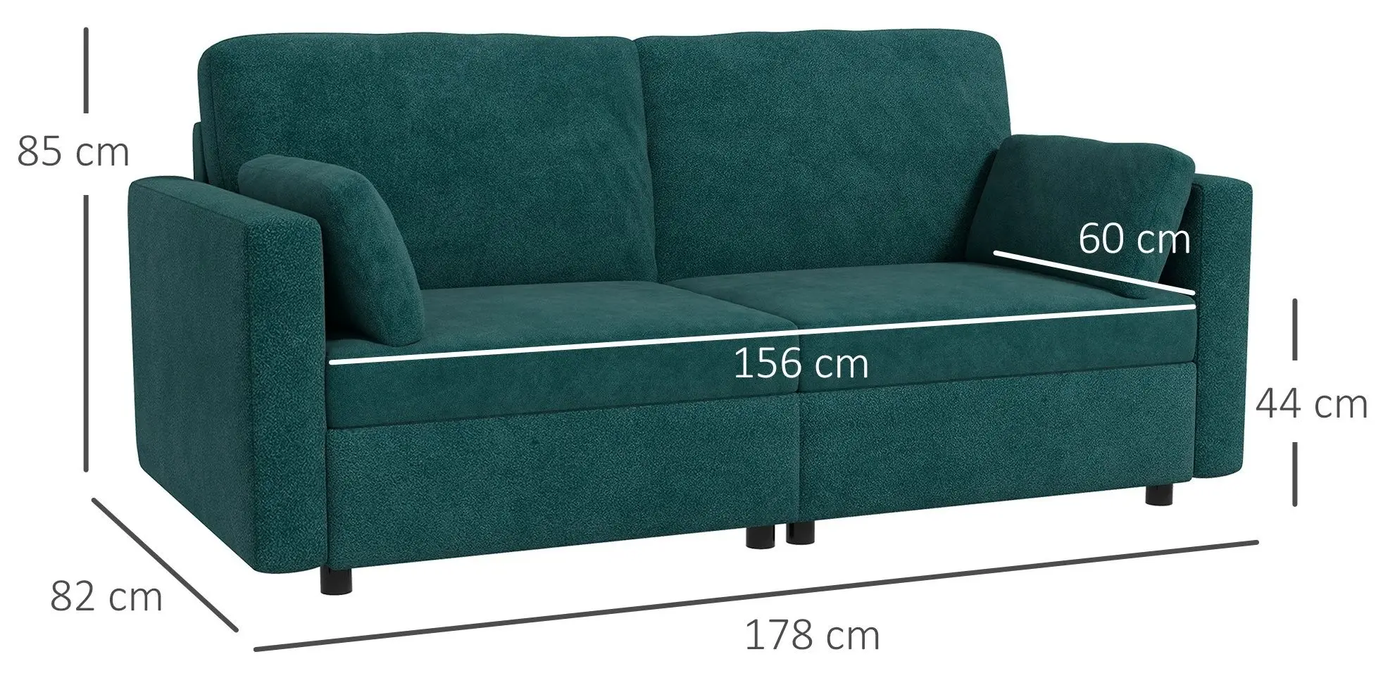 Диван Homcom 839-829V80DG 178x82x85 cm (Dark Green/Black)