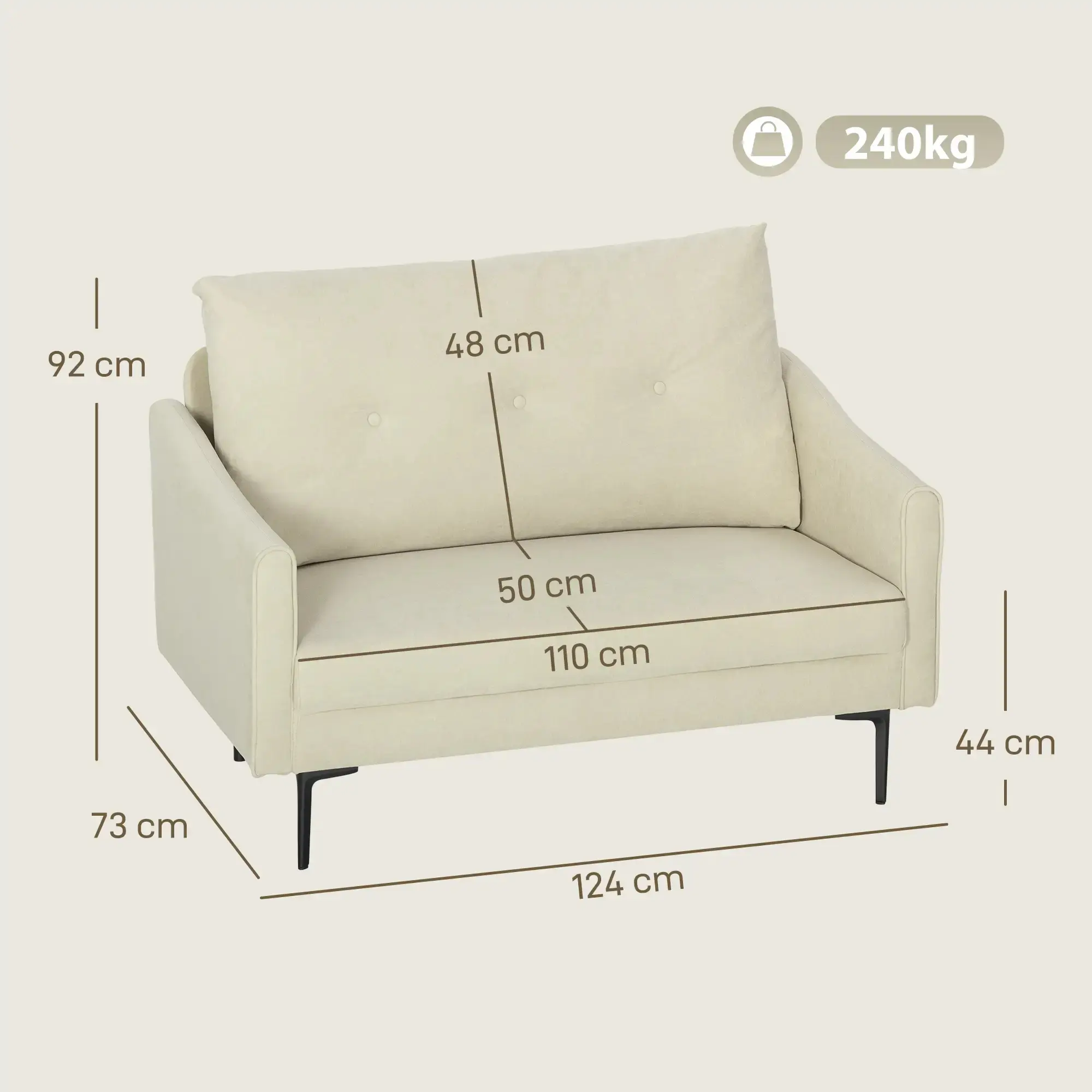 Диван Homcom 83B-483V00CW (Cream White) - 4
