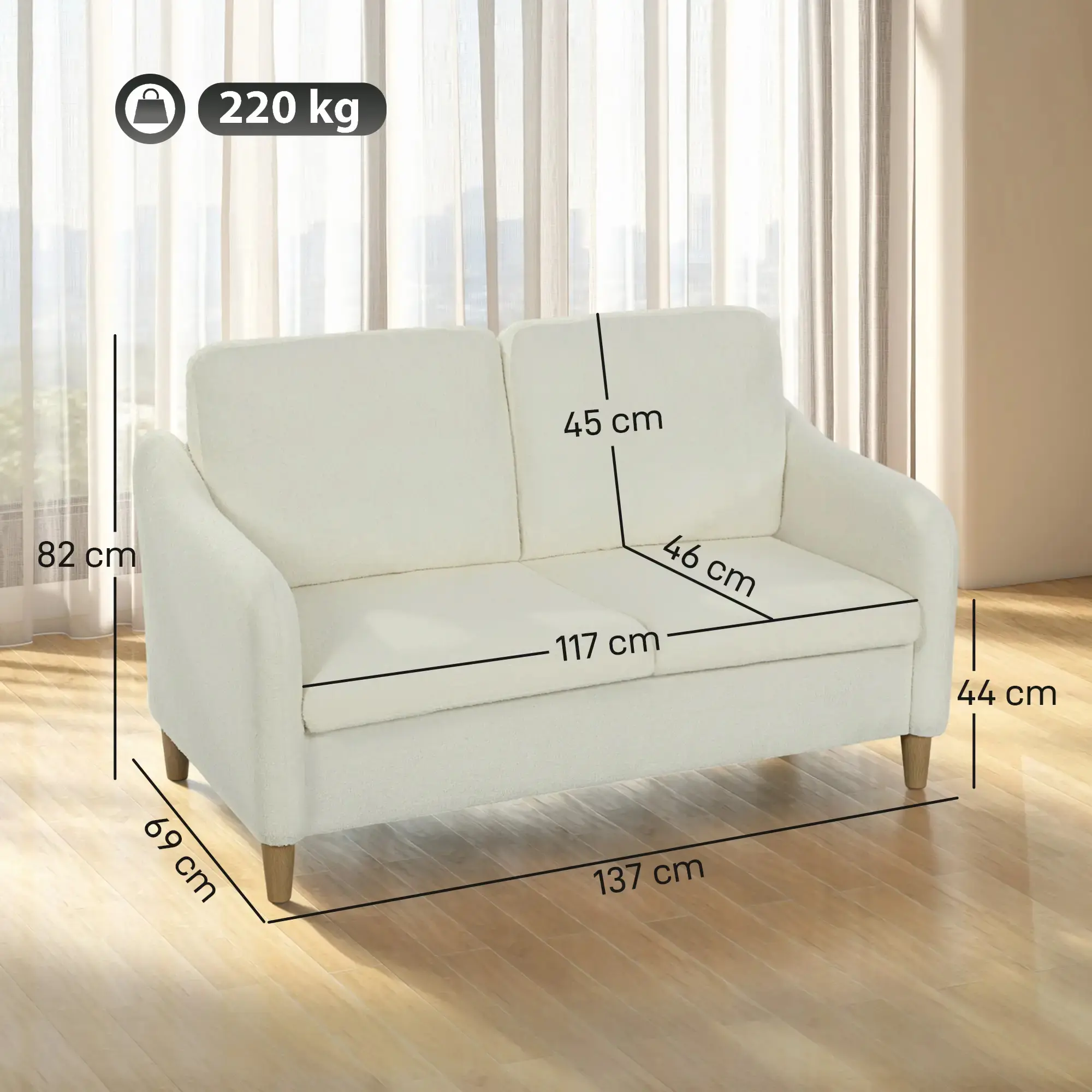 Диван Homcom 83B-563V00CW (Cream White) - 4
