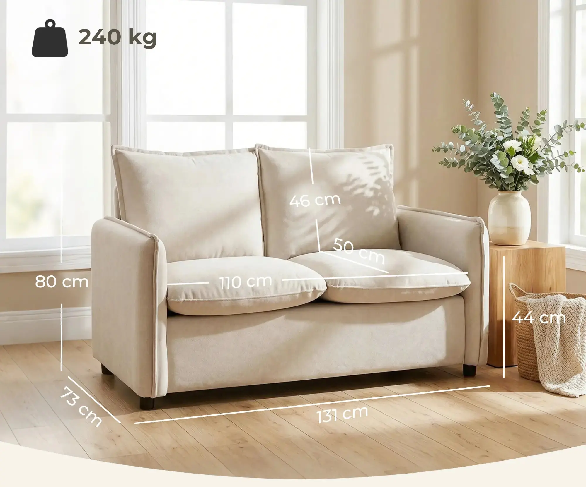 Canapea Homcom 83B-734V00CW (Cream White) - 4