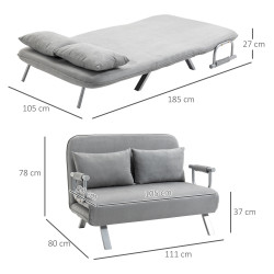 Canapea extensibila Homcom 833-042LG (Light Grey) Thumb