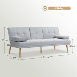Диван раскладной Homcom 833-663 (Light Grey) Thumb