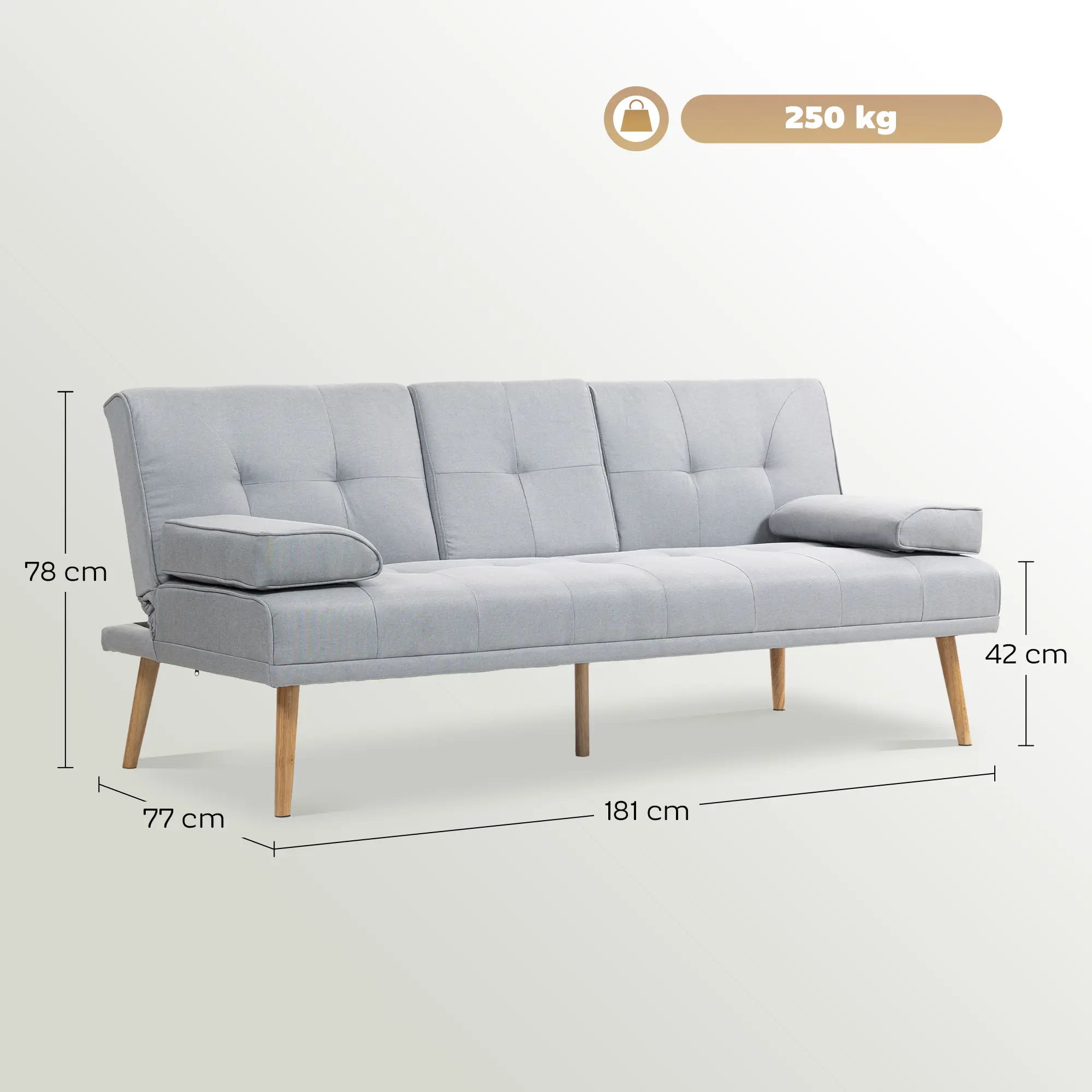 Диван раскладной Homcom 833-663 (Light Grey) - 4