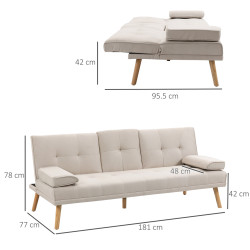 Диван раскладной Homcom 833-663BG (Beige) Thumb