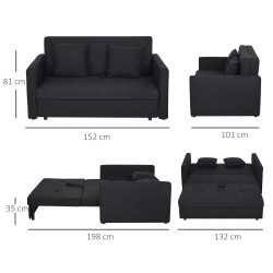 Диван раскладной Homcom 833-728CG (Black) Thumb