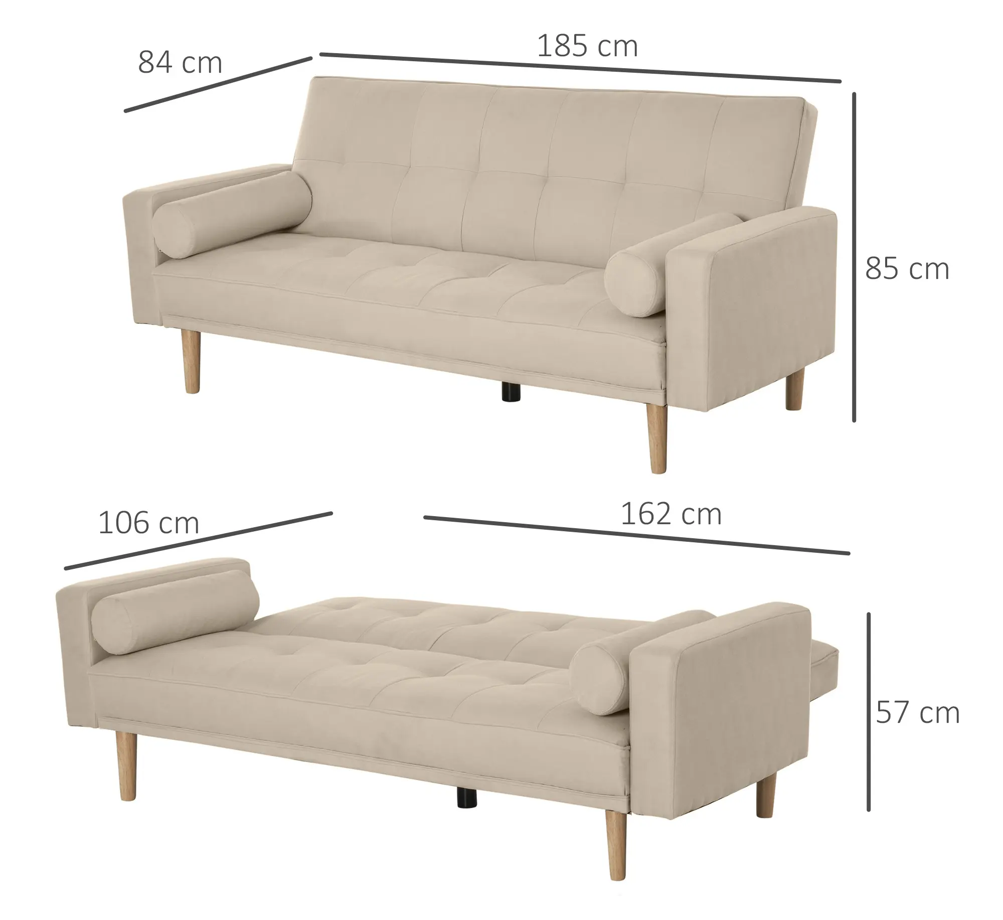 Диван раскладной Homcom 833-869BG (Beige) - 5