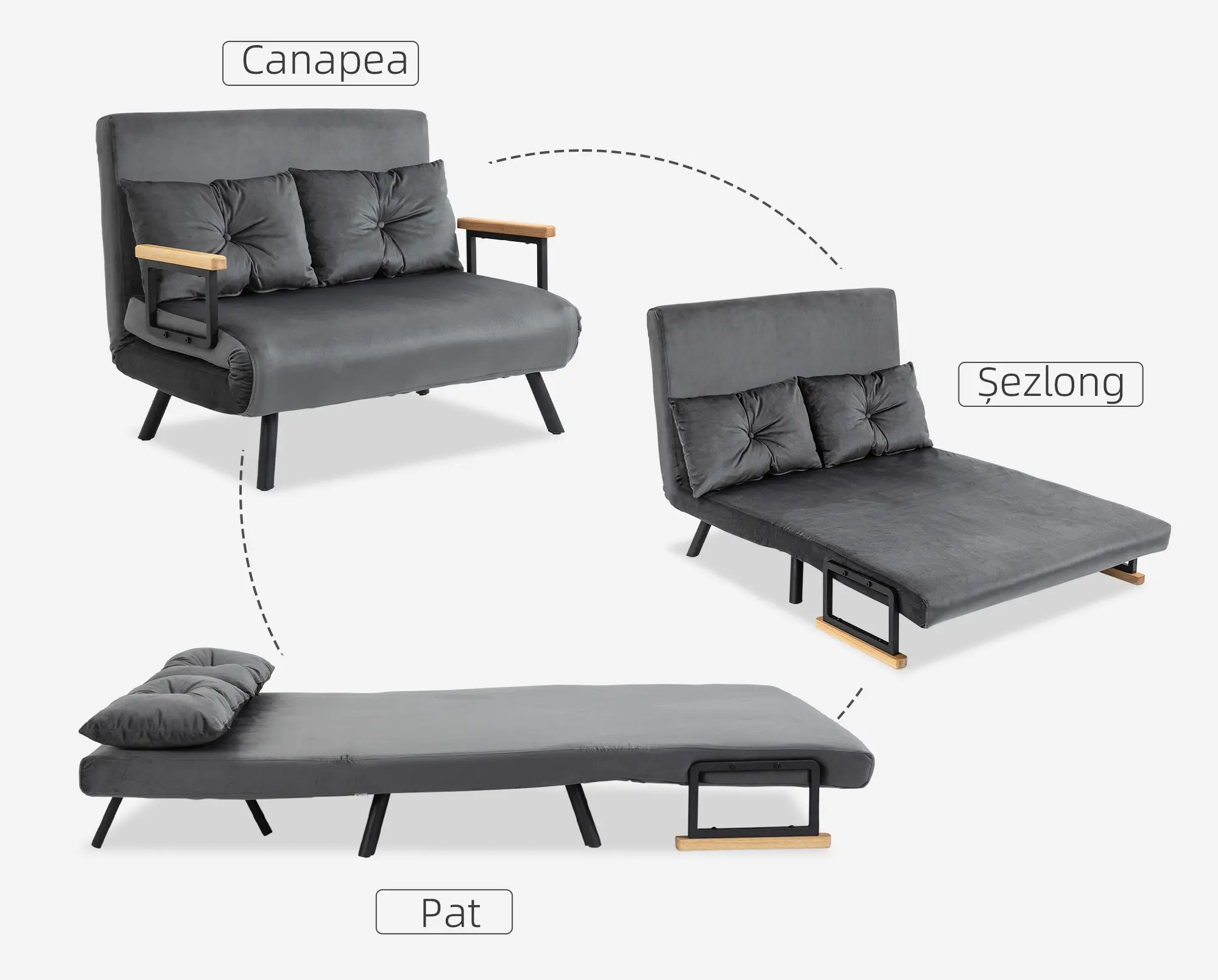 Диван раскладной Homcom 839-835V00CG (Dark Grey) - 4