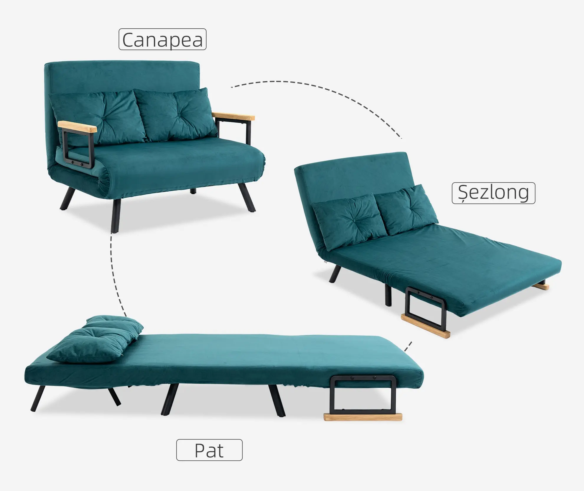 Диван раскладной Homcom 839-835V00DB (Dark Turquoise) - 5