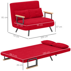 Диван раскладной Homcom 839-835V00RD (Red) Thumb