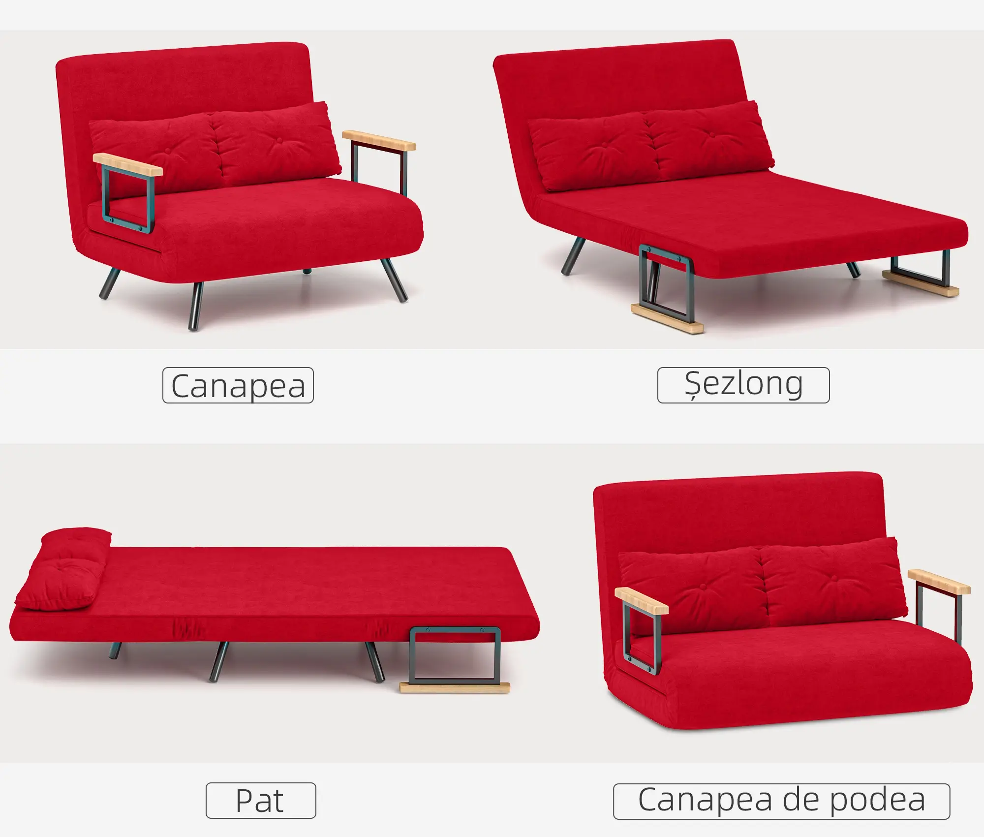 Диван раскладной Homcom 839-835V00RD (Red) - 5