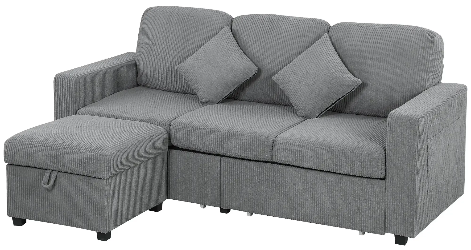 Диван с пуфом Homcom 83B-412V00LG (Light Grey) - 2