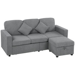 Диван с пуфом Homcom 83B-412V00LG (Light Grey) Thumb
