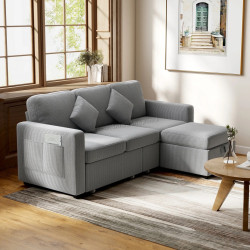 Диван с пуфом Homcom 83B-412V00LG (Light Grey)