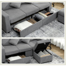 Диван с пуфом Homcom 83B-412V00LG (Light Grey) Thumb